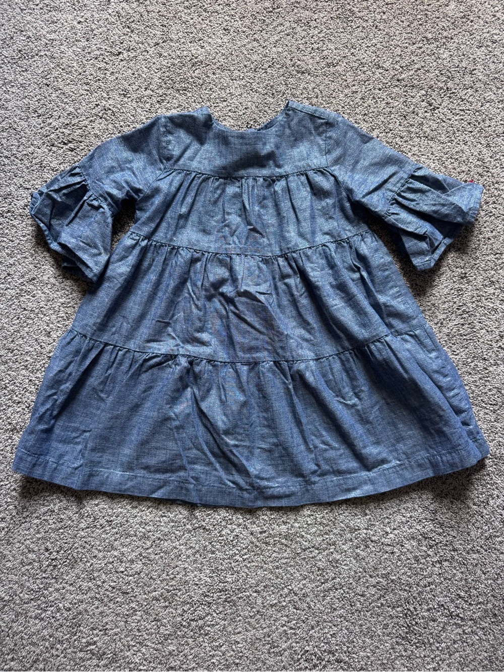 Gymboree Blue Tiered Chambray Dress with Ruffled Sleeves
